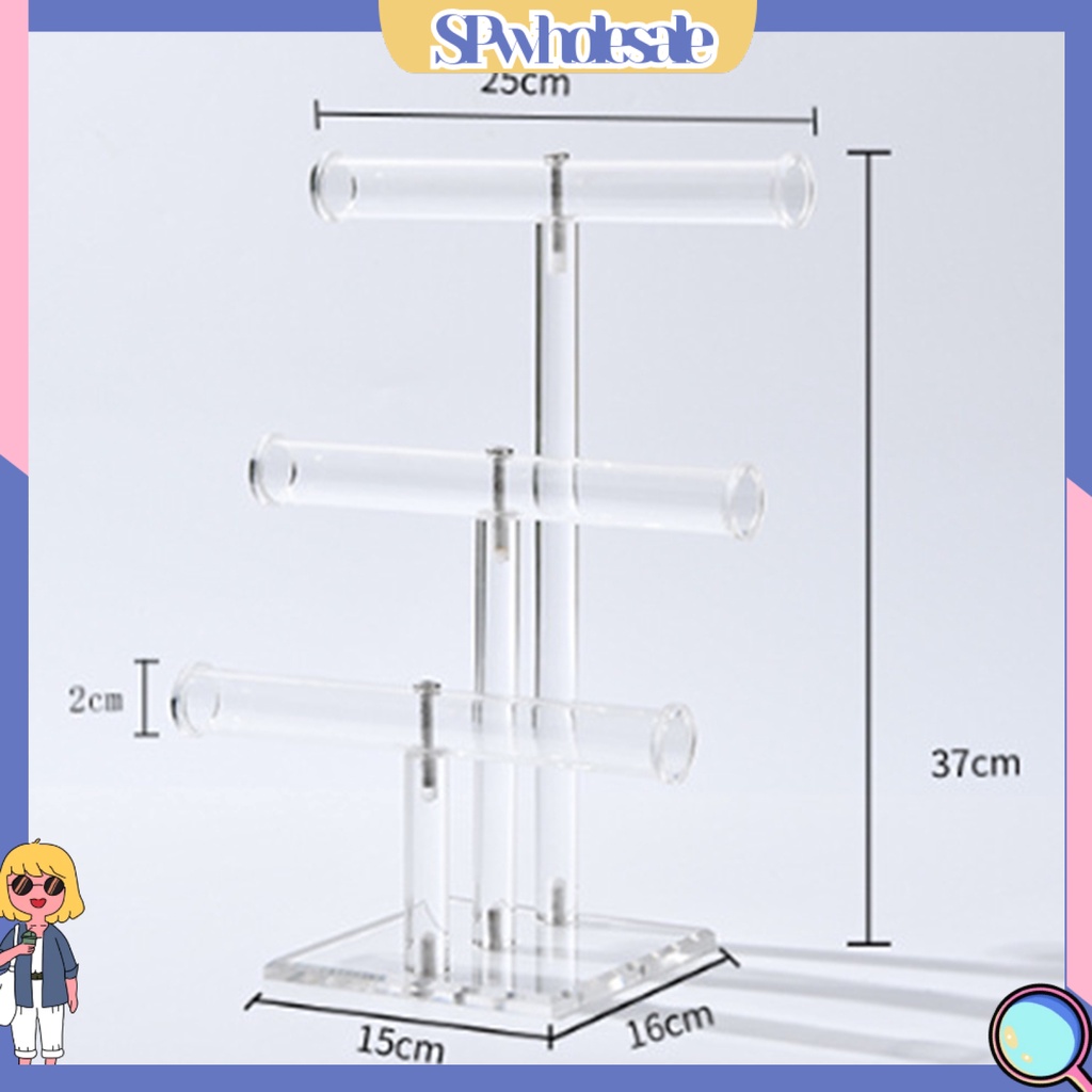 <SPwholesale> Giá Đỡ Trưng Bày Trang Sức / Đồng Hồ / Băng Đô Chữ T Bằng Acrylic Ổn Định Tiết Kiệm Không Gian