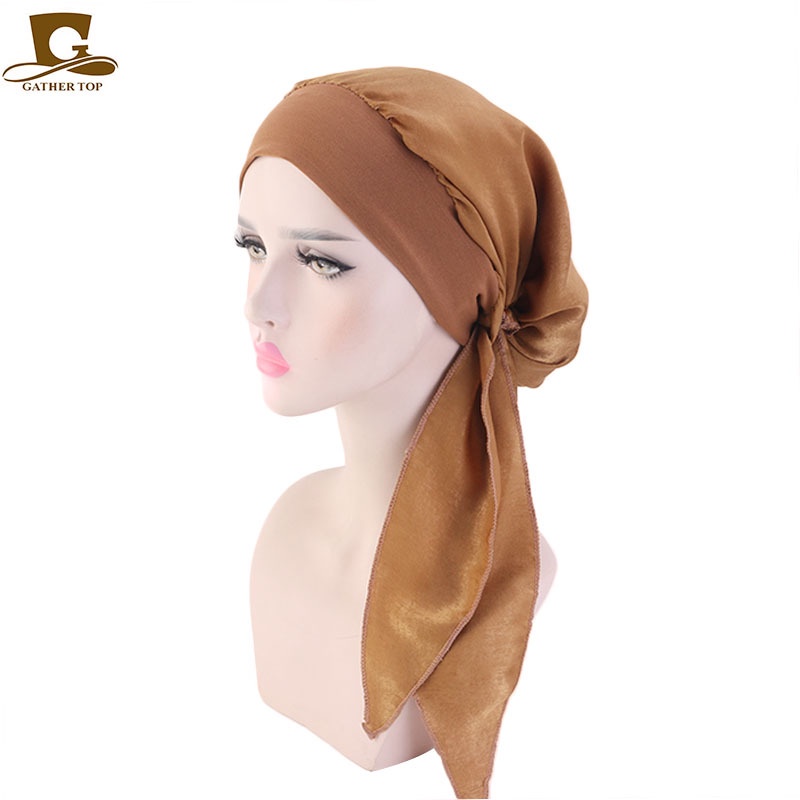 Mũ turban Giả Lụa Màu Sắc Nhã Nhặn Thời Trang
