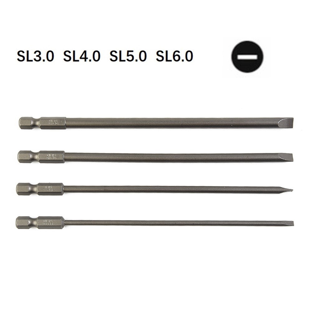 Bộ 4 Chiếc Mũi Khoan Từ Tính 150mm Rãnh 3mm-6mm Đầu Phẳng 1 / 4 "Hex Shank