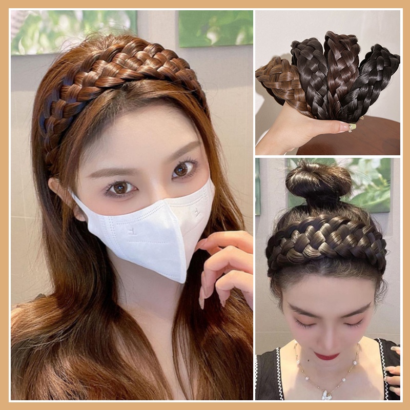 Băng Đô Cài Tóc Giả Thắt Bím Xương Cá Dễ Thương Chống Trượt Phong Cách Hàn Quốc Cho Nữ