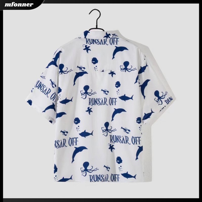 Áo Sơ Mi Tay Ngắn In Họa Tiết Hoạt Hình Phong Cách Hawaii Cho Nam