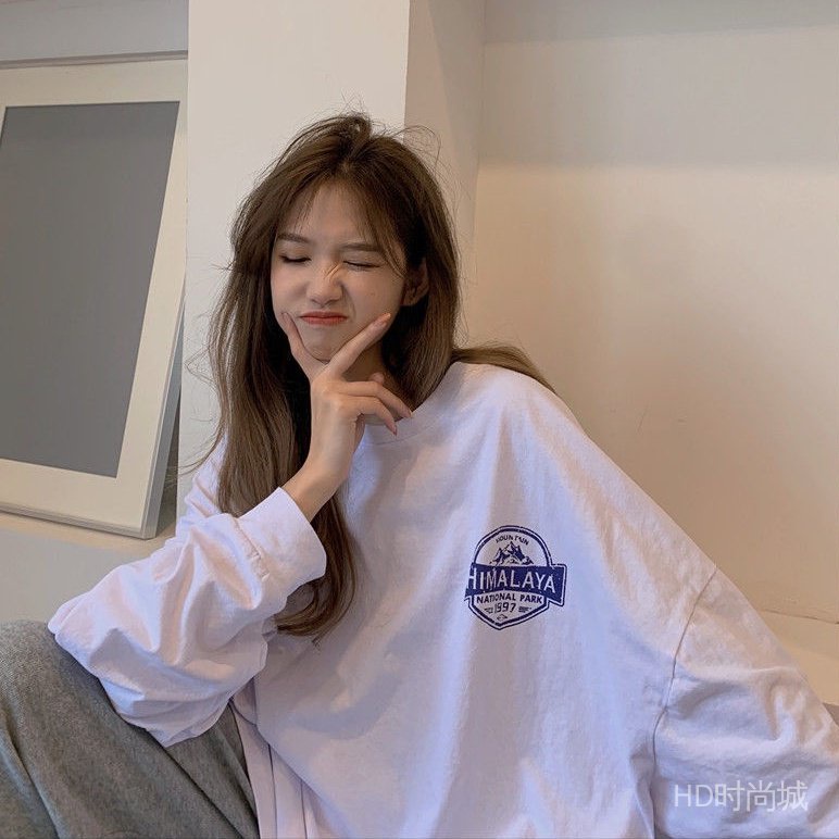 Baju Len Lenan Panjang Perempuan Áo Thun Tay Rộng Phong Cách Hàn Quốc Cho Nữ size Versi Baju Lenan Panjang Wanita