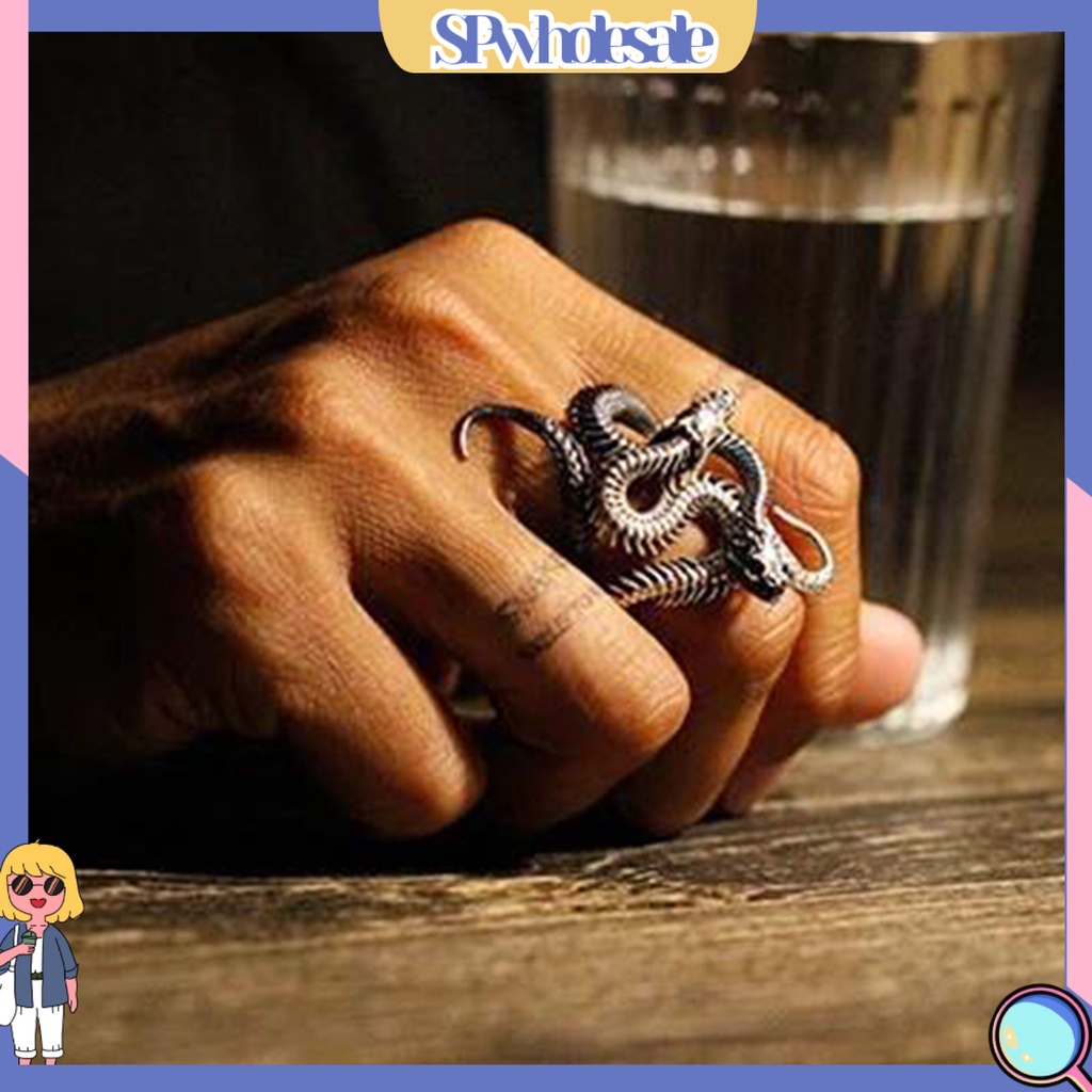 <SPwholesale> Set 2 Nhẫn Đồng Hình Rắn Nhiều Màu Sắc Thời Trang Cho Nam