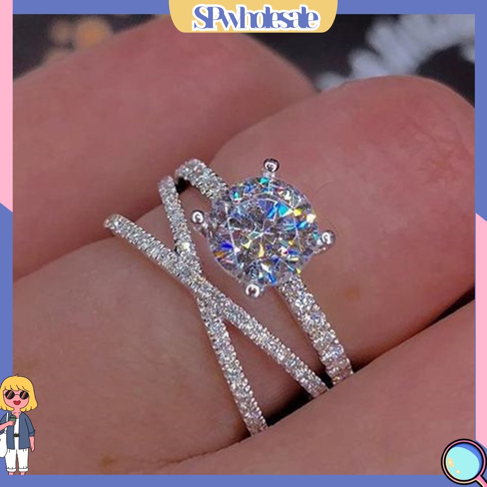 <SPwholesale> Nhẫn Cưới Đính Đá Quý Nhân Tạo > Glamour Cho Nữ