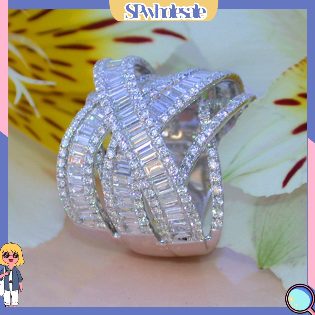 <SPwholesale> Nhẫn Cưới Nhiều Lớp Đính Đá Thời Trang Dành Cho Nữ