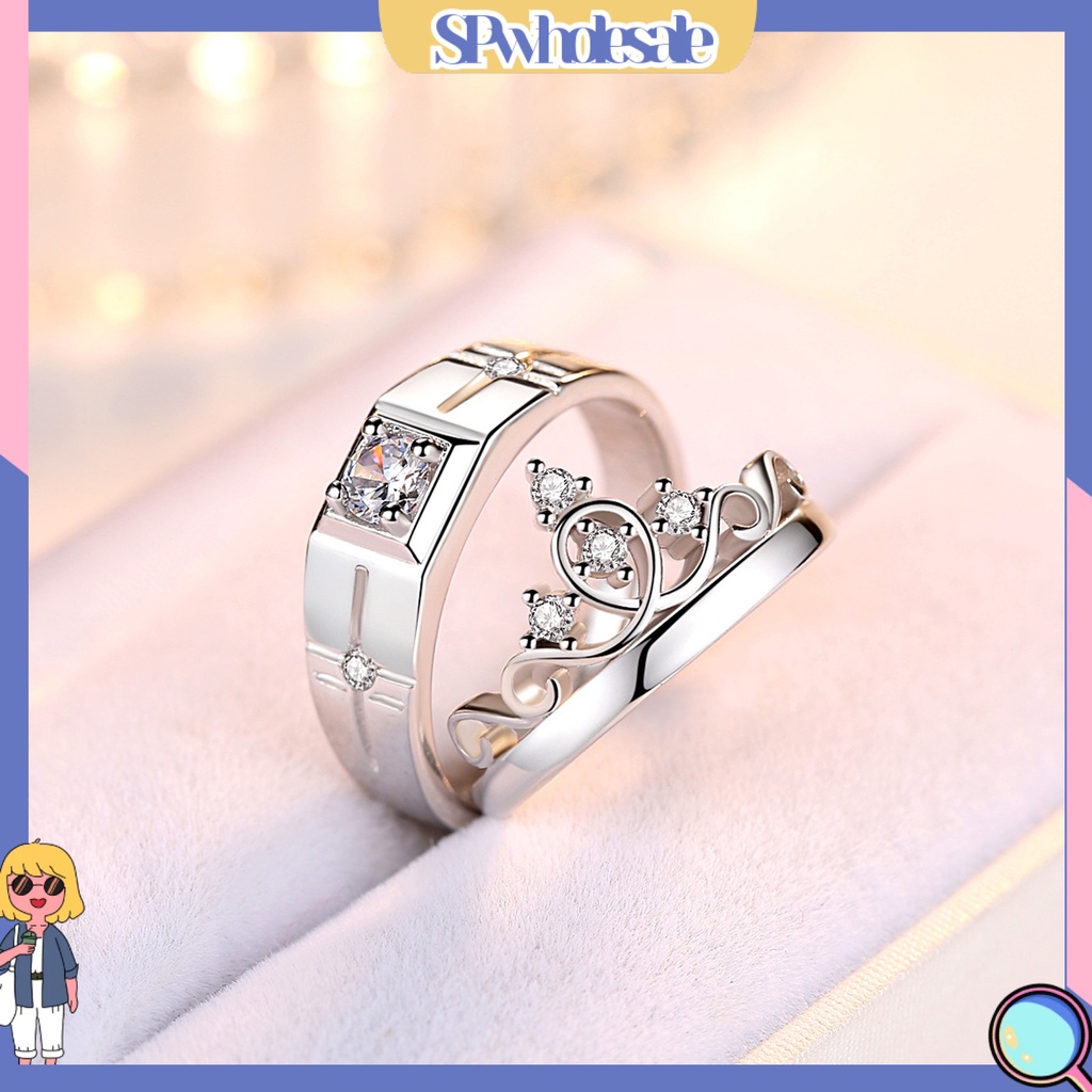&lt;SPwholesale&gt; Nhẫn Cưới Hình Vương Miện Lấp Lánh Lãng Mạn Thời Trang