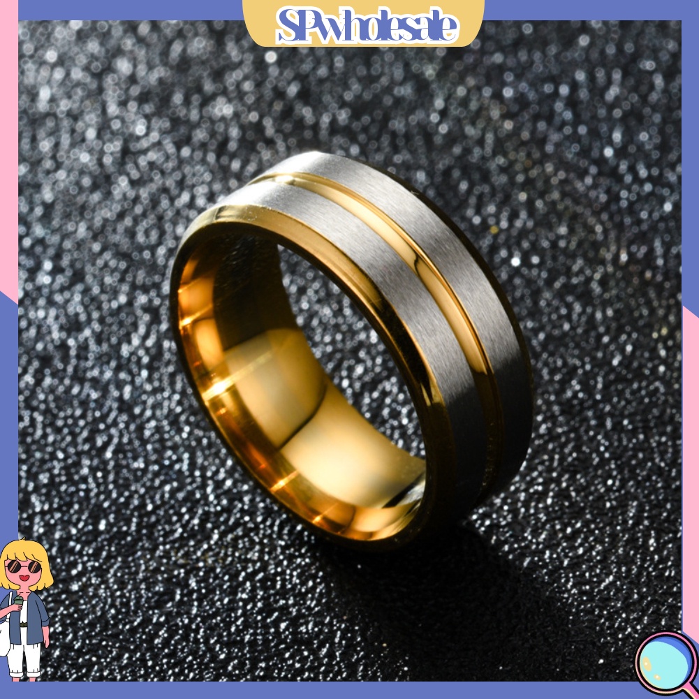 &lt;SPwholesale&gt; Nhẫn Đính Hôn Hai Tông Màu Thời Trang Dành Cho Nam Và Nữ