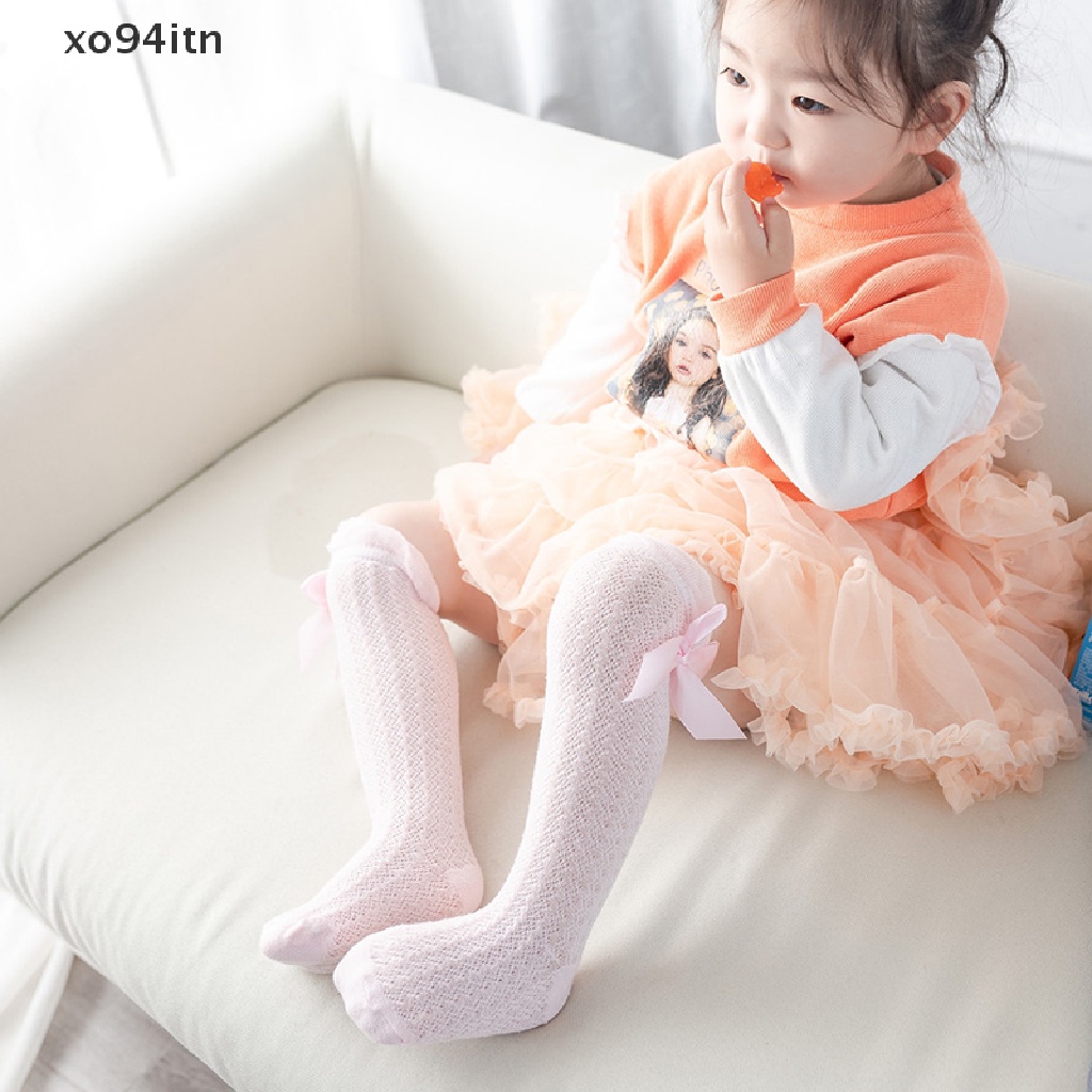 Vớ Lưới Mỏng Đính Nơ Họa Tiết Kẻ Sọc Chống Muỗi Cho Bé