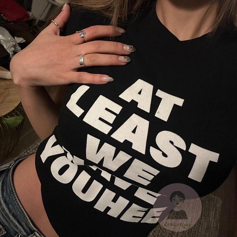 Áo Thun Nữ Ngắn Tay Cổ Tròn In Chữ Thời Trang