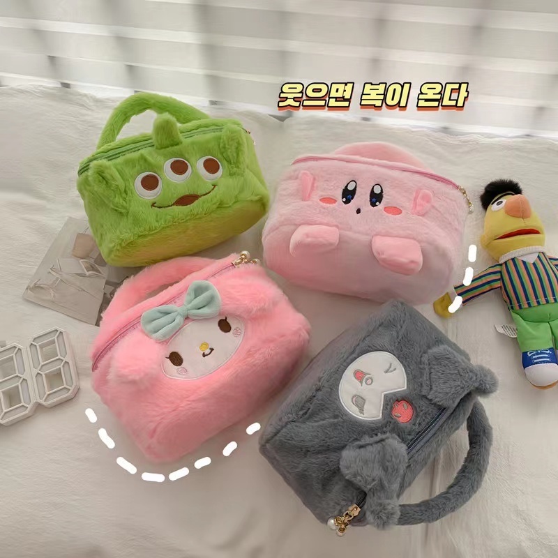 Sanrio Túi Đựng Mỹ Phẩm Chất Lượng Cao Mềm Mại Họa Tiết Người Ngoài Hành Tinh Dễ Thương