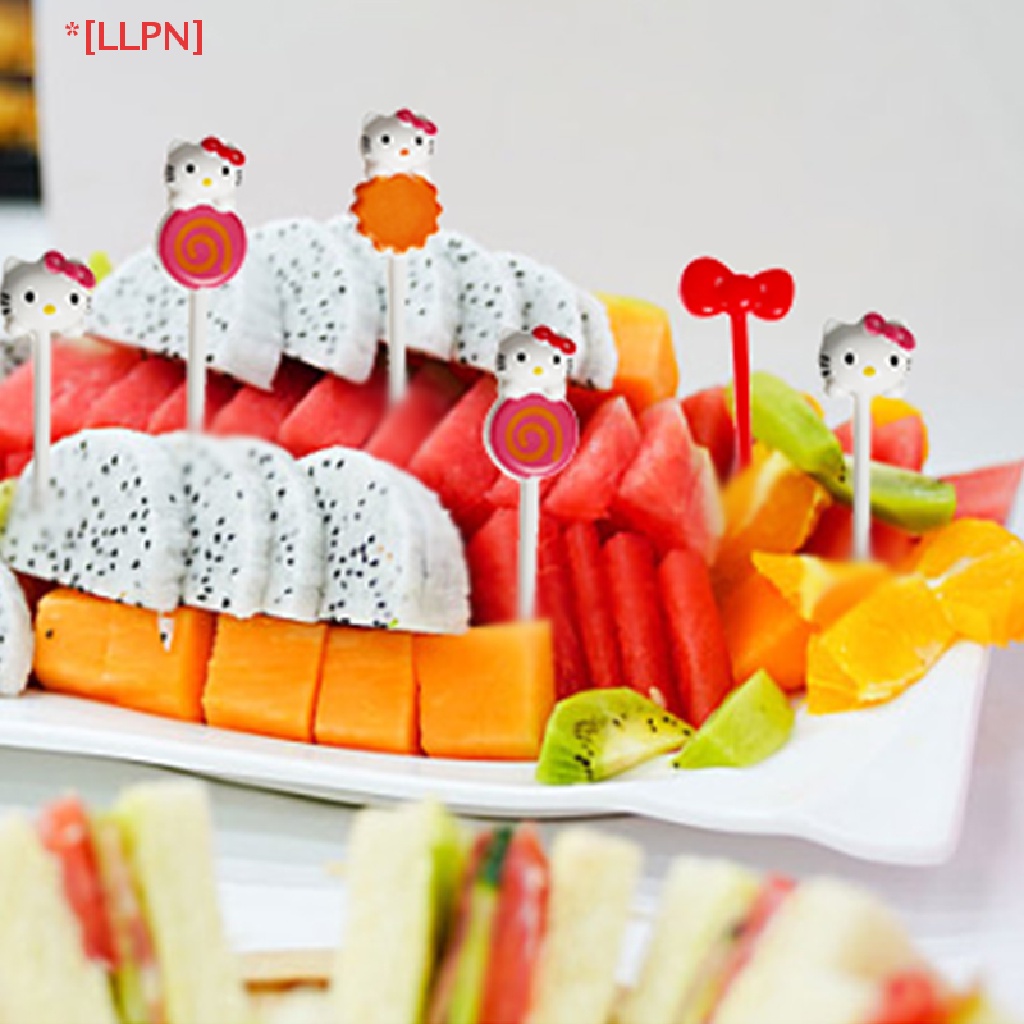 Bộ 8 Nĩa Ăn Trái Cây / Tráng Miệng Mini Họa Tiết Hoạt Hình Dễ Thương Có Thể Tái Sử Dụng Cho Bé