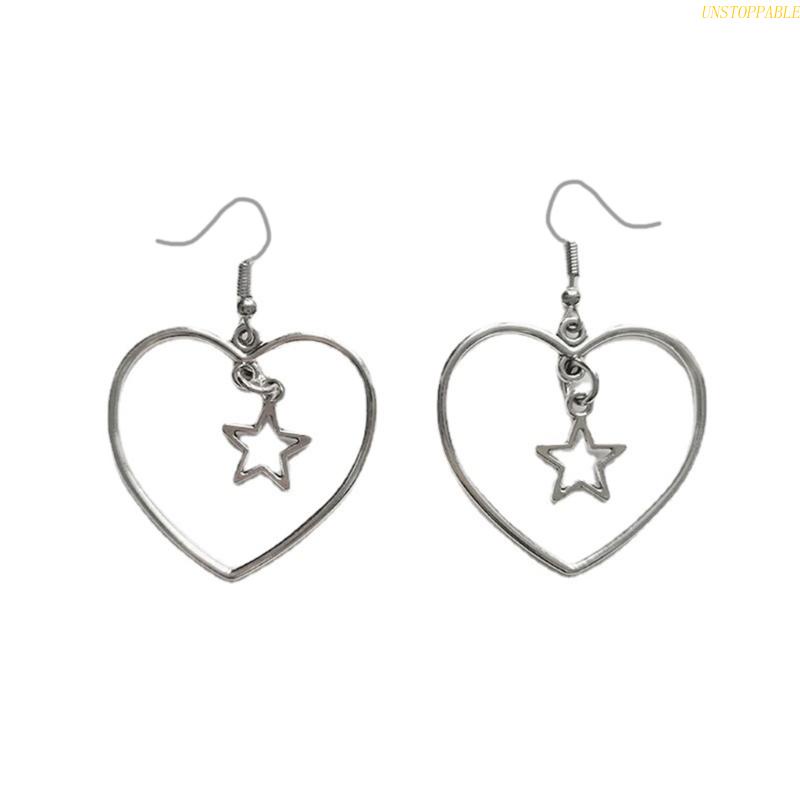 Đôi Bông Tai Hình Ngôi Sao / Trái Tim Rỗng Thời Trang Dành Cho Nữ Y2K