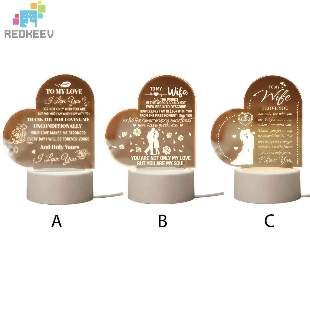 Đèn Ngủ Bóng LED Bằng Acrylic In Tục Ngữ Trang Trí Phòng Ngủ / Valentines