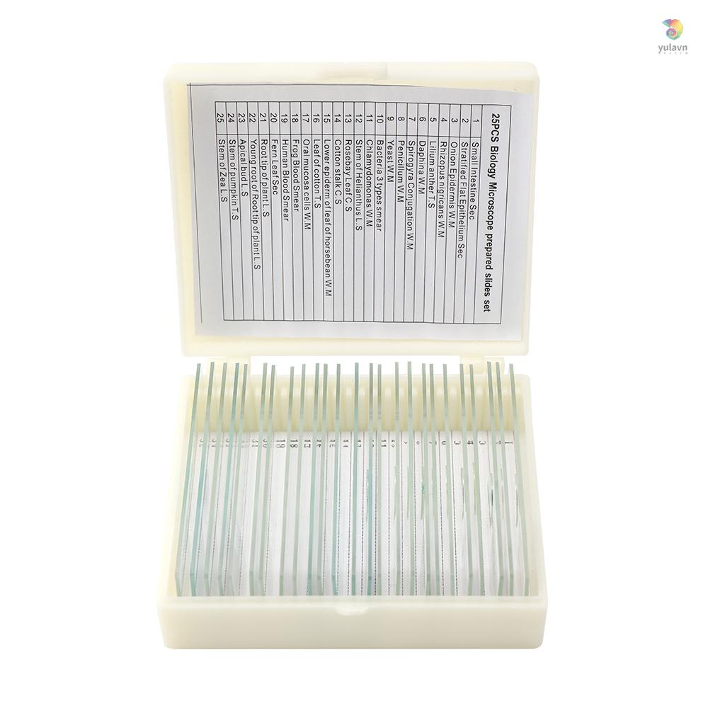 Bộ 25 Mẫu Kính Hiển Vi Động Vật / Cây Trồng Cơ Bản Chuẩn Bị Côn Trùng Nhỏ Gọn Bảo Vệ Chống Trượt