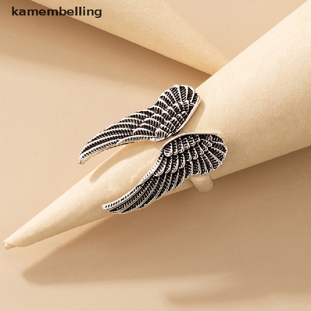 Kamembelling Nhẫn Hình Cánh Thiên Thần Phong Cách Punk Hip Hop Cổ Điển Có Thể Điều Chỉnh Thích Hợp Làm Quà Tặng Cho Nữ