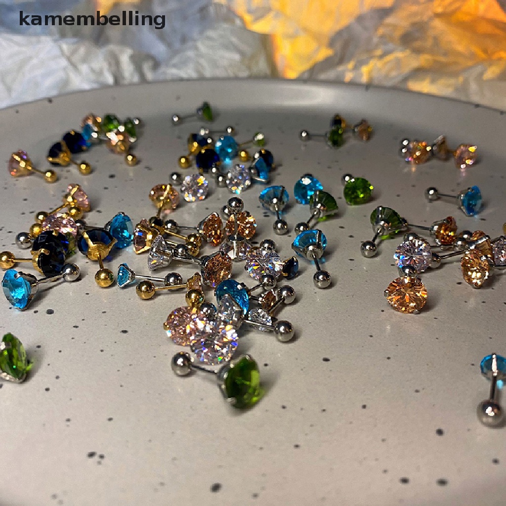 1 Khuyên Tai Đính Đá Thời Trang Nữ Tính 5 / 8mm