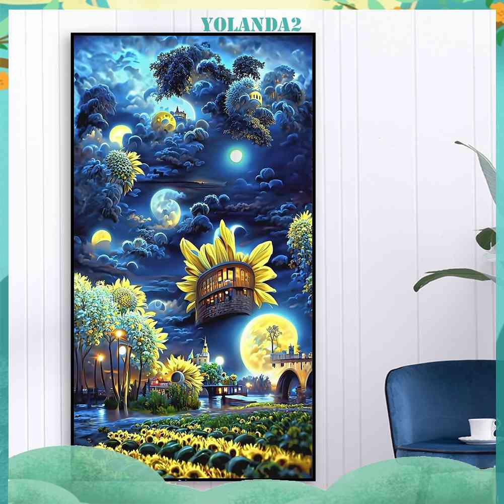 Tranh Đính Đá Kim Cương Toàn Bộ 5D DIY Hình Vẽ Vườn Hoa Hướng Dương