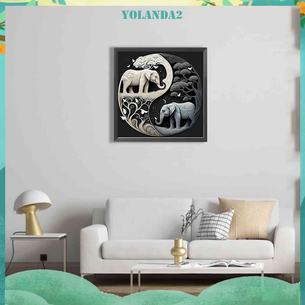 Tranh Đính Đá Kim Cương Toàn Bộ 5D DIY Hình Vẽ Voi