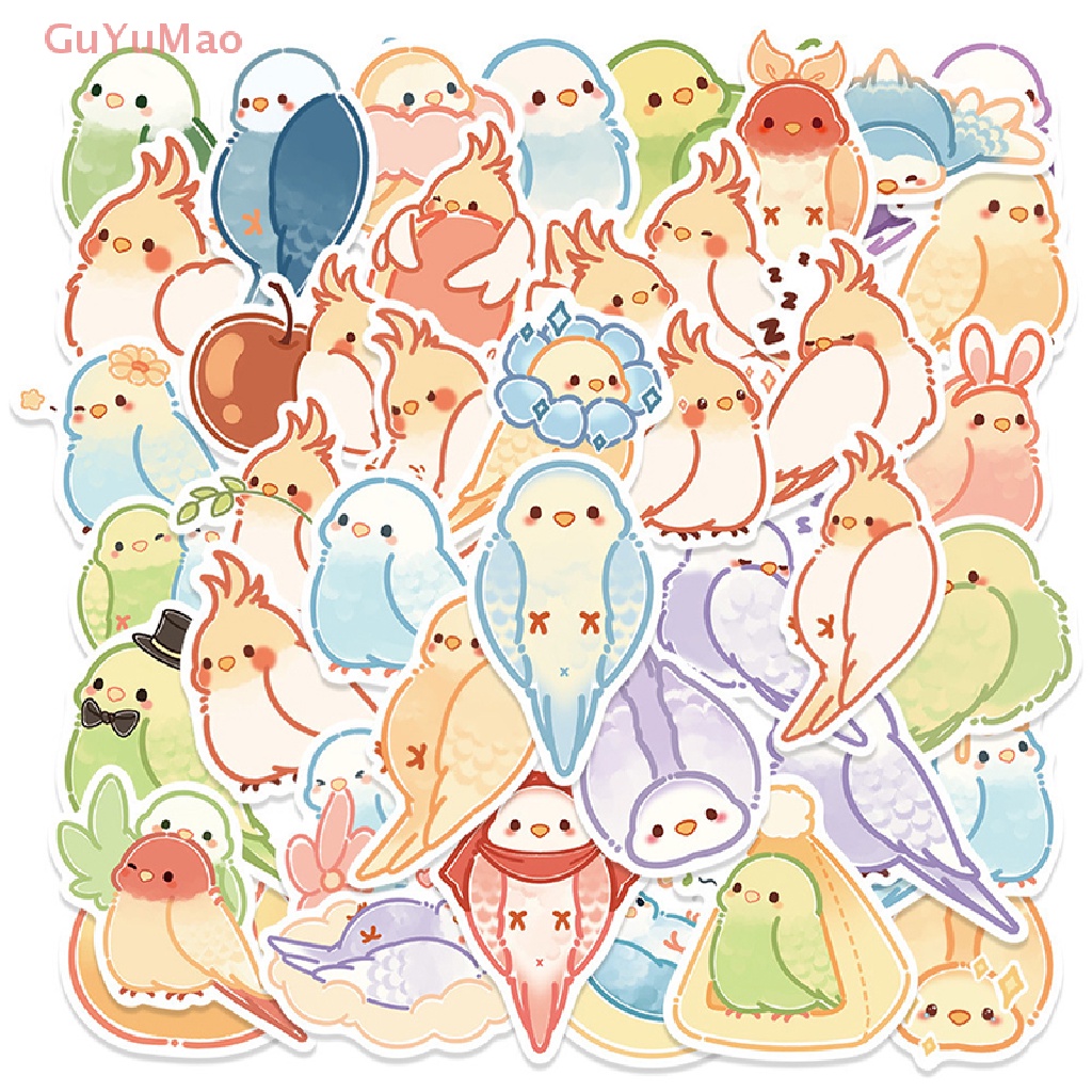 Bộ 40 Miếng Dán Laptop Họa Tiết Chim Vẹt Hoạt Hình Nhiều Màu DIY