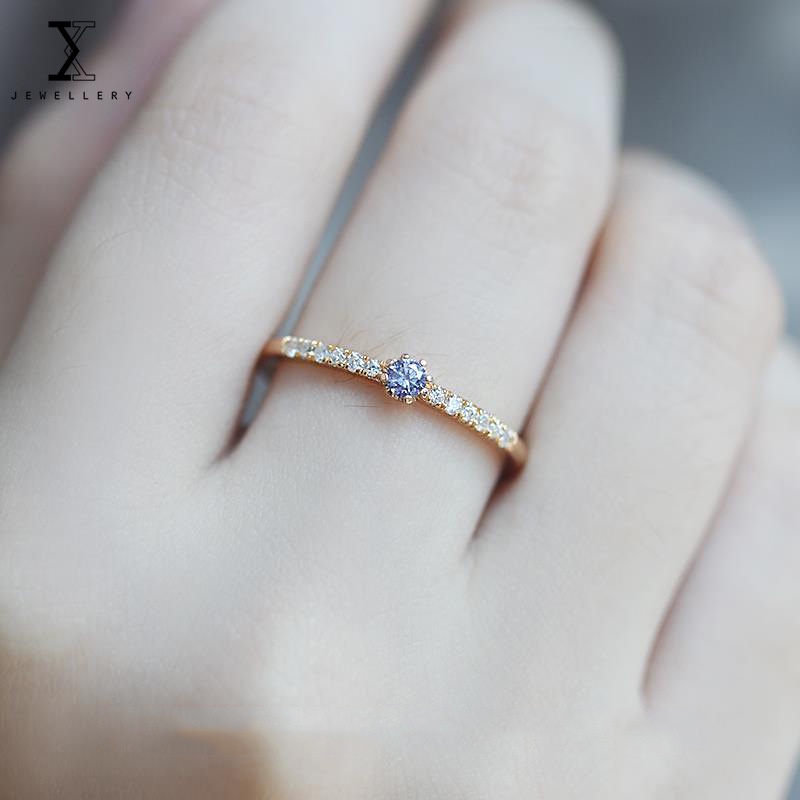 Nhẫn Mạ Bạc 925 100% Đính Đá Zircon Sang Trọng Thời Trang Cho Nữ