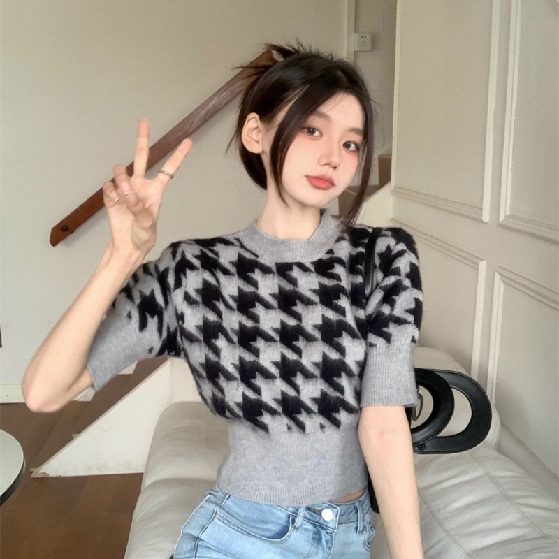 COZOK Áo Thun Dệt Kim Ngắn Tay Thời Trang Cá Tính Dễ Phối Đồ