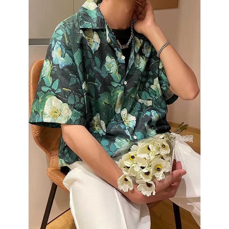 Áo Sơ Mi Tay Lỡ Cổ Tròn Phong Cách Harajuku Trẻ Trung Thời Trang Mùa Xuân Mới Cho Nam