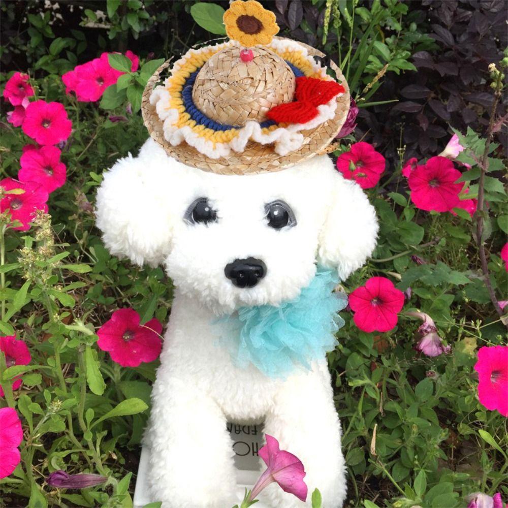 Nón Cối Rộng Vành Phối Hoa Xinh Xắn Cho Thú Cưng