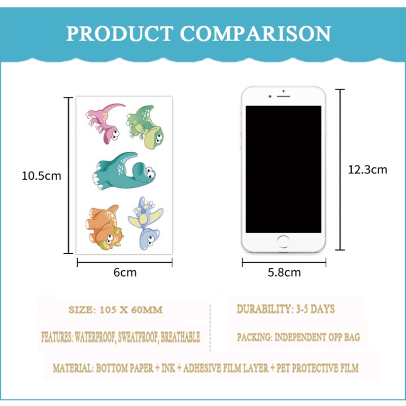 1 Hình Xăm Dán Chống Nước Hình Khủng Long Dễ Thương