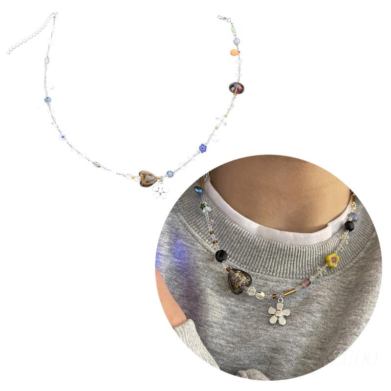 Vòng Cổ Choker Bằng Acrylic Mặt Hoa Đính Hạt Pha Lê Thanh Lịch Dành Cho Nữ