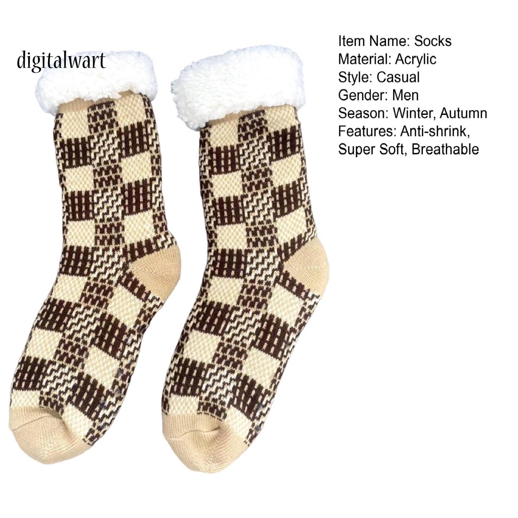 Kỹ Thuật Số| 1 Đôi Tất Ống Dày Giữ Ấm Mùa Đông Mềm Mại Co Giãn Họa Tiết Kẻ Sọc Màu Tương Phản