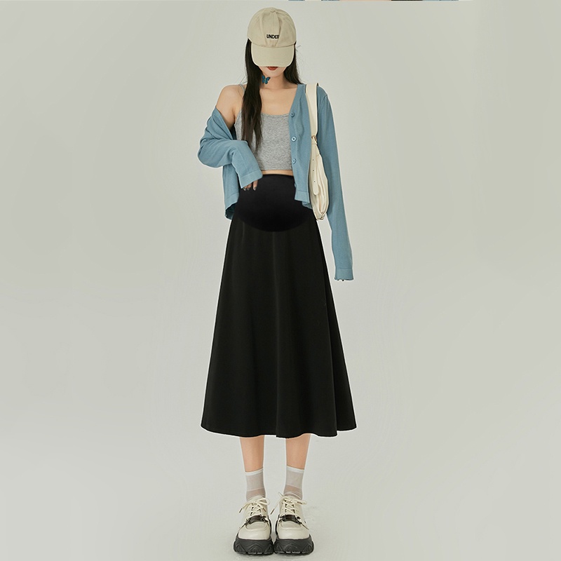 Chân Váy Đen Dáng Chữ a Lưng Cao Cỡ Lớn Thời Trang Xuân Hè Cho Mẹ Bầu