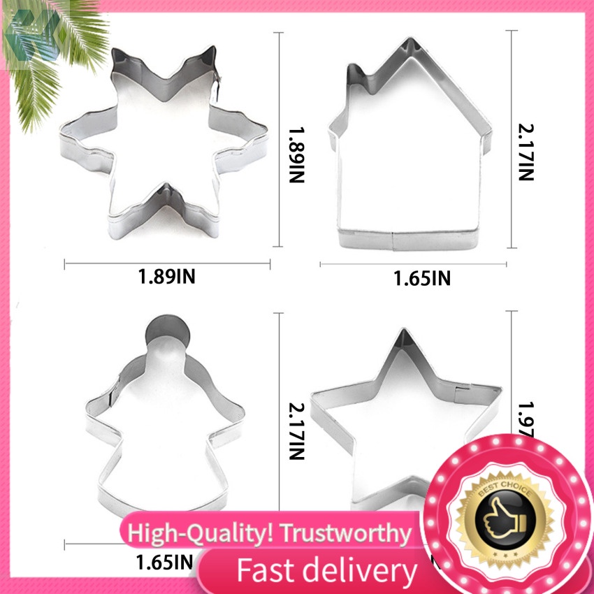 Set 10 Khuôn Cắt Bánh Quy Tạo Hình Chủ Đề Giáng Sinh Bằng Thép Không Gỉ Tiện Dụng
