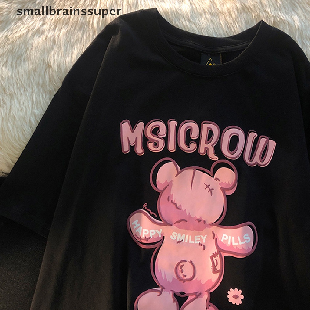 Áo Thun Ngắn Tay Cổ Tròn Dáng Rộng In Hình Gấu Thời Trang Mùa Hè Giản Dị Dành Cho Nữ SBS