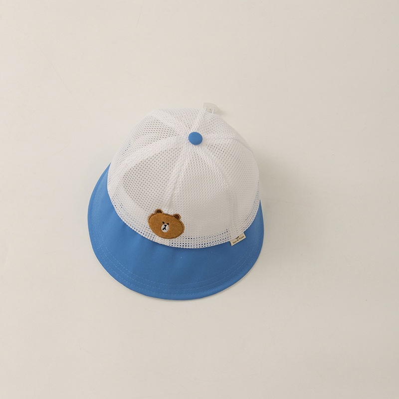 Mũ Tai Bèo Vành Rộng Phối Lưới Thoáng Khí Họa Tiết Chú Gấu Dễ Thương Thời Trang Mùa Hè Cho Bé