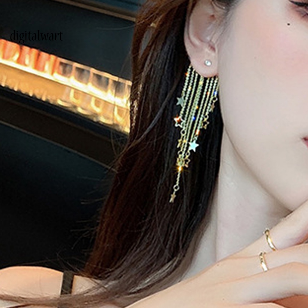 Kỹ Thuật Số| 1 Đôi Bông Tai Hình Ngôi Sao Năm Cánh Dát Đá Thời Trang Hàng Ngày