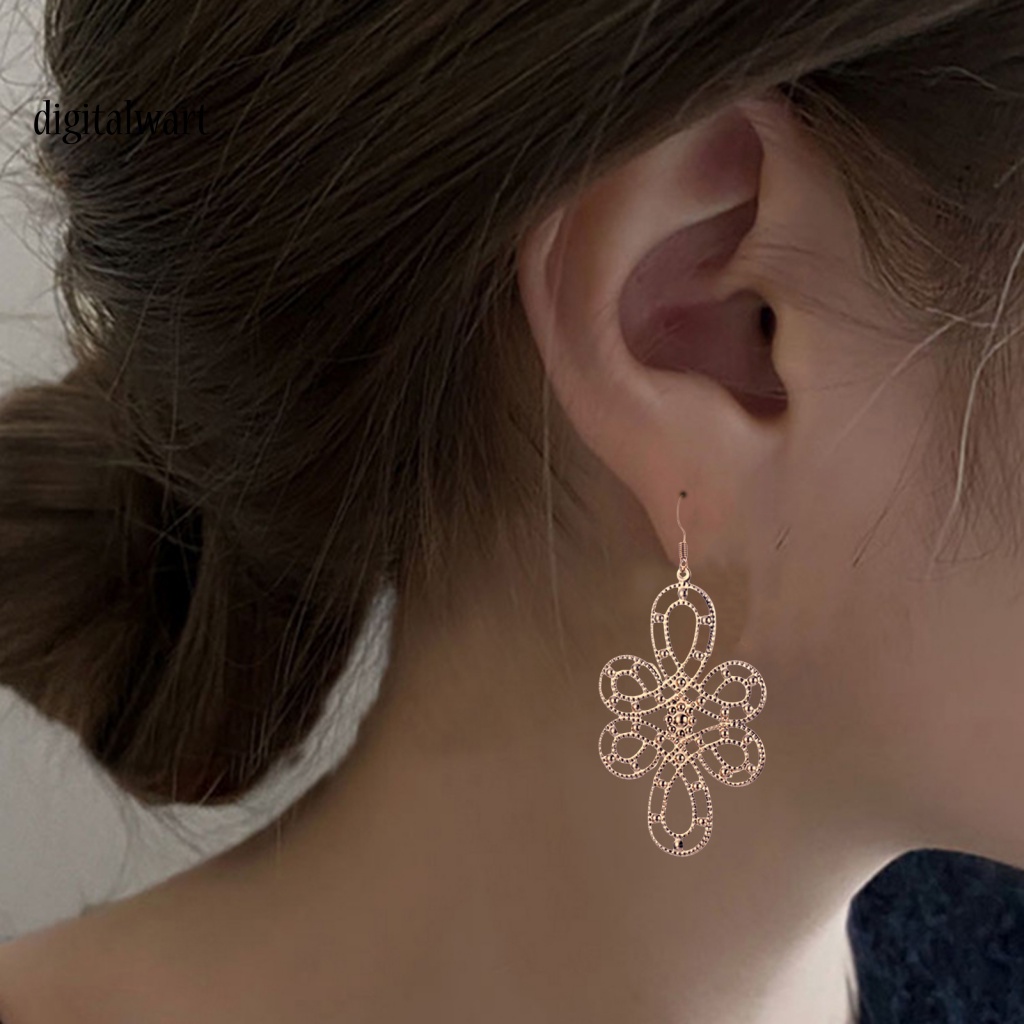 Kỹ Thuật Số| 1 Đôi Bông Tai Hợp Kim Dáng Dài Chống Rỉ Sét Phong Cách Trung Hoa