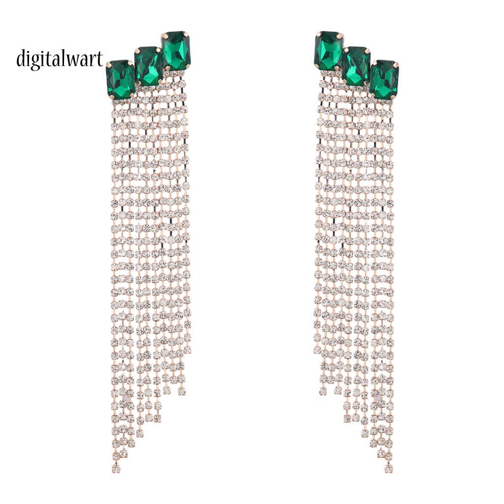 Kỹ Thuật Số| 1 Đôi Bông Tai Tua Rua Đính Đá Lấp Lánh Dành Cho Cô Dâu