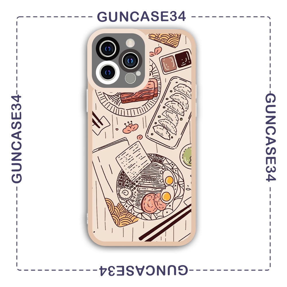 Ốp iphone cạnh vuông Guncase34 đồ ăn hàn quốc 6/6s/7/7plus/8/8plus/x/xr/xs/11/12/13/pro/plus/promax/14prm