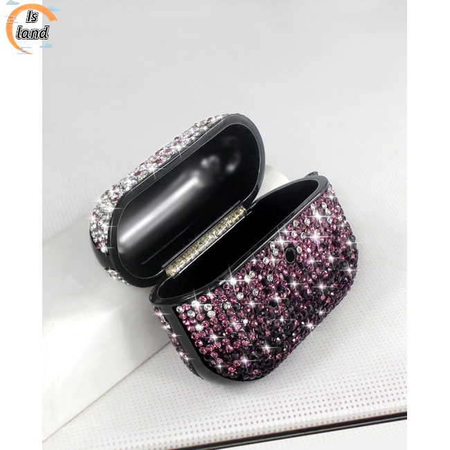 [IS] Vỏ Cứng Bảo Vệ Hộp Sạc Tai Nghe Bluetooth Không Dây Nắp Lật Đính Kim Cương Thời Trang