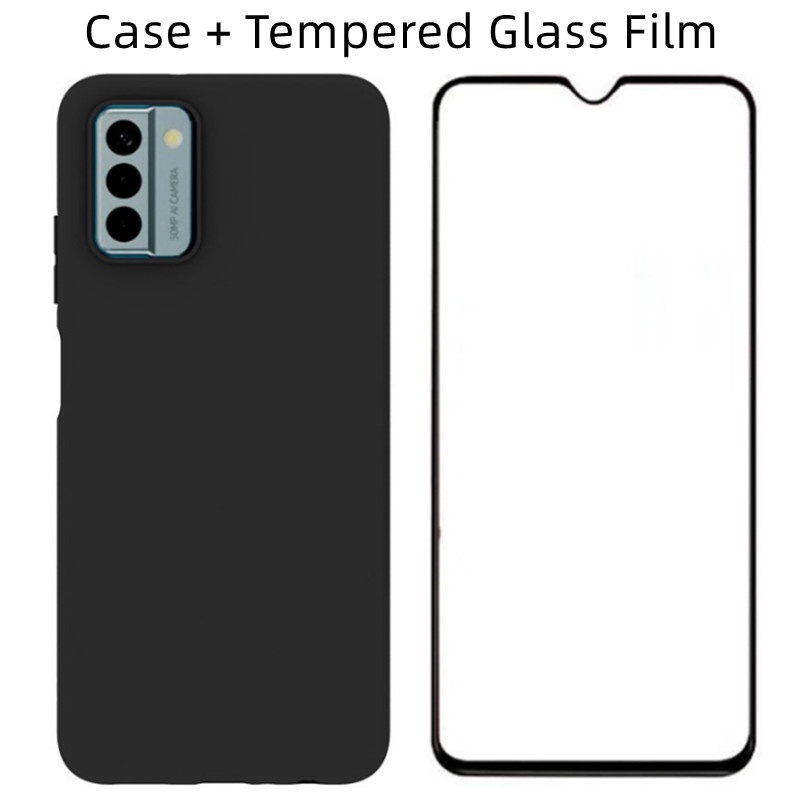 Ốp Điện Thoại TPU Mềm Màu Đen Nhám Bảo Vệ Toàn Diện Kèm Kính Cường Lực Cho Nokia G22 TA-1528