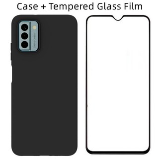 Ốp Điện Thoại TPU Mềm Màu Đen Nhám Bảo Vệ Toàn Diện Kèm Kính Cường Lực Cho Nokia G22 TA-1528