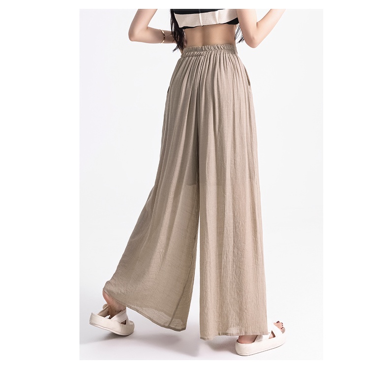 SUXI Quần ống rộng Lưng Thun Cột Dây Đơn Giản Thời Trang Mùa Hè Dành Cho Nữ