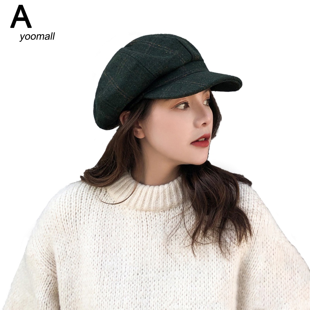 Mũ Beret Kẻ Sọc Vuông Phong Cách Vintage Cho Nam Và Nữ
