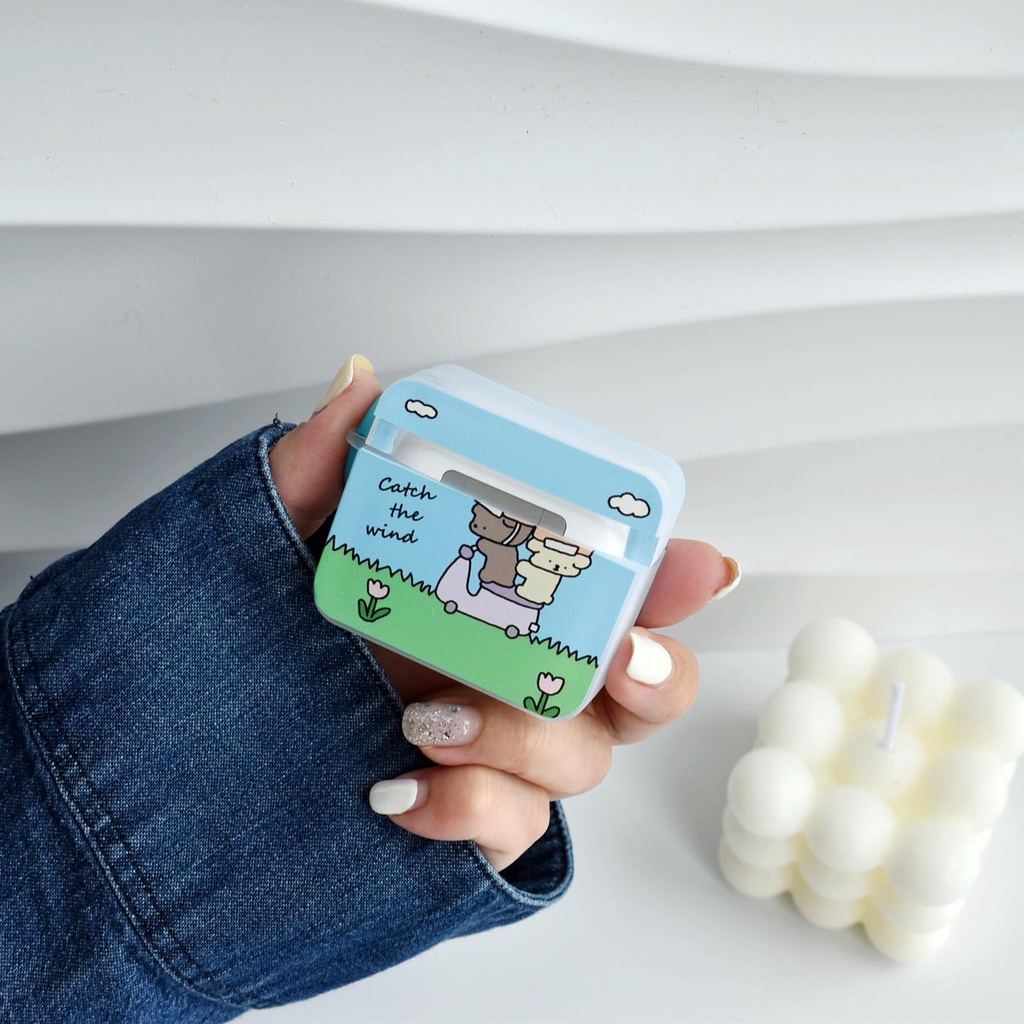 Vỏ Bảo Vệ Hộp Sạc Tai nghe không dây AirPods 1 2 GEN3 Pro2 2022 Bằng Silicon Tpu Mềm Hình Chú Cún Lái Xe Mô Tô