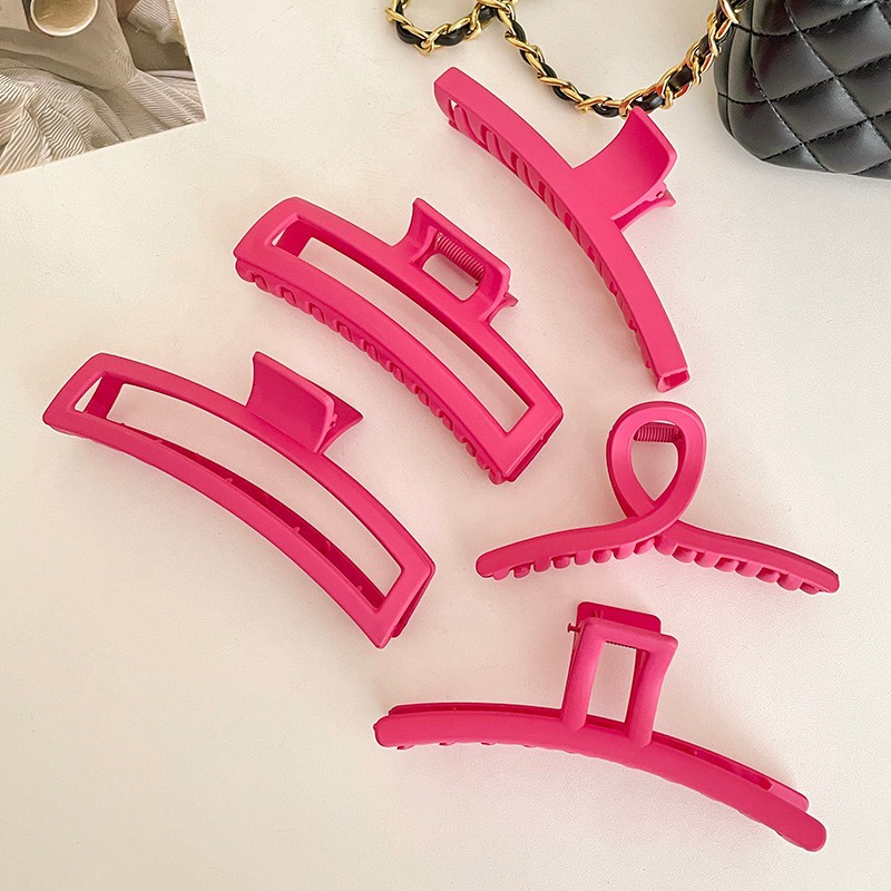 Kẹp Tóc Acrylic Màu Đỏ Hồng Phong Cách Hàn Quốc Đơn Giản Cho Nữ