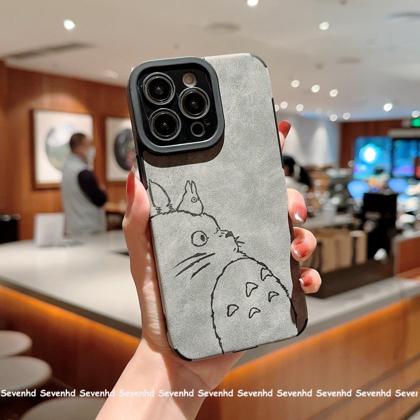 Ốp Điện Thoại Da Nhám in Hình Totoro Thời Trang Cao Cấp Cho iPhone 14 13 12 11 Pro Max Xs Max Xr X 7 8 Plus