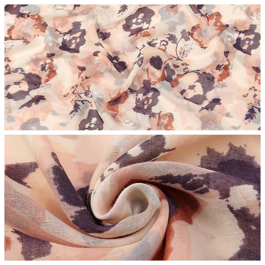 Khăn Choàng Cổ Bằng Cotton Phối Tua Rua In Họa Tiết Phong Cách Retro 180-90cm