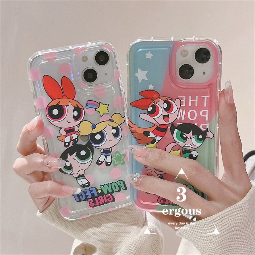 Ốp Điện Thoại Mềm Trong Suốt In Hoạt Hình Powerpuff Girls Cho iPhone 14 13 12 11 Pro Max 7 8 6 Plus SE2020 X XR Xs Max