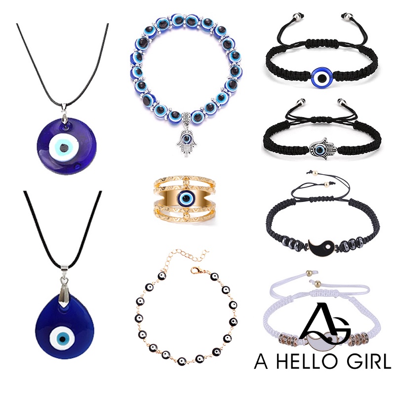 Vòng Cổ / Vòng Đeo Tay Mặt Kính Màu Xanh Dương Thời Trang Cho Nữ