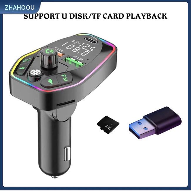 ☃Phụ Kiện Trang Trí Nhà Cửa Độc Đáo Sáng Tạo☃ Máy Phát Fm Mp3 Bluetooth Không Dây Màn Hình Kép Sạc Usb Cho Xe Hơi